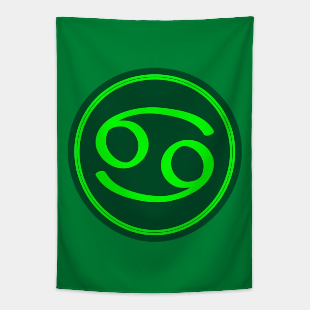 Cool Green Cancer Symbol Tapestry by MysticZodiac