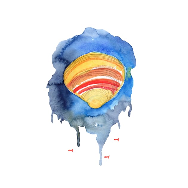 Seashell Loose Watercolor Art by Sandraartist