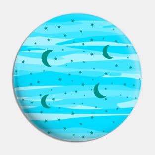 Blue Tones Night Sky - Moon & Stars Seamless Pattern Pin