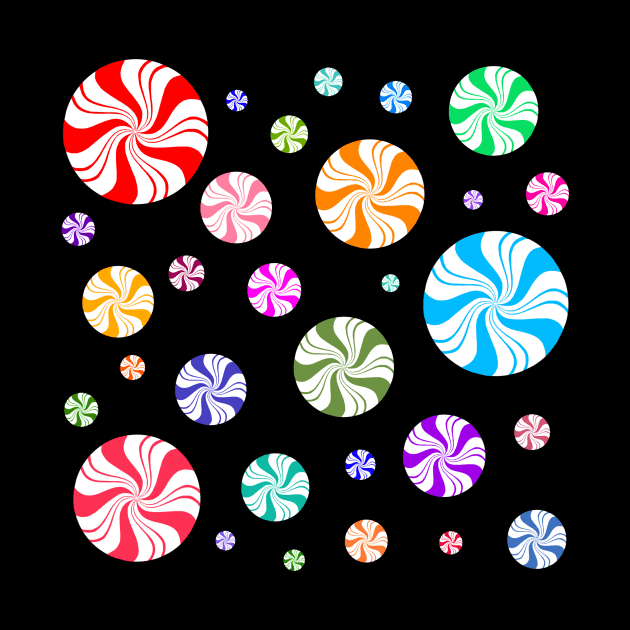 Colorful Rainbow Round Peppermint Holiday Pattern by Art by Deborah Camp