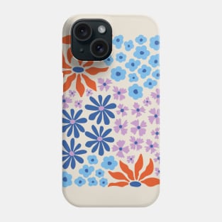 Red Blue Lilac Whimsical Flowers Phone Case