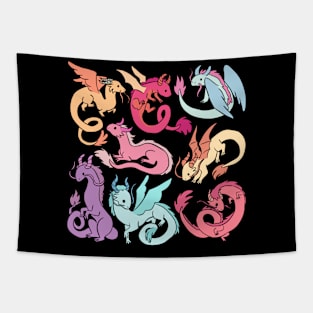 Cute colorful fantasy dragons Tapestry