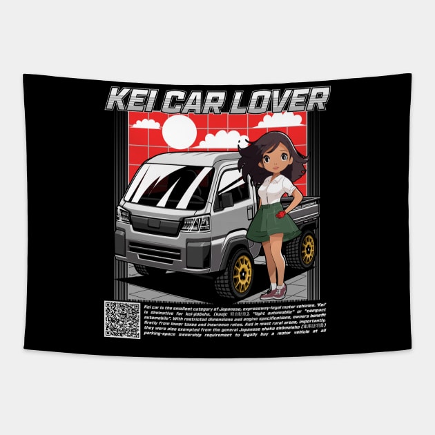 anime girl with kei car Tapestry by dipurnomo