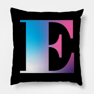 Capital Letter E Monogram Gradient Pink Blue White Pillow