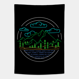 Mountains Line Art Tapestry