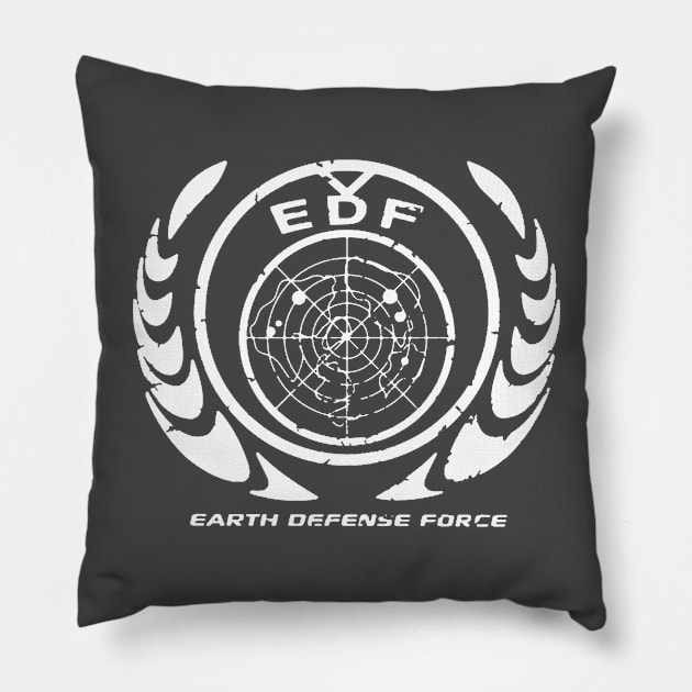 Earth Defense Force Logo - White Pillow by CustomDesig