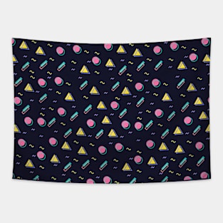 90s Navy + CMYK Bus Seat Retro Geometric Pattern Tapestry