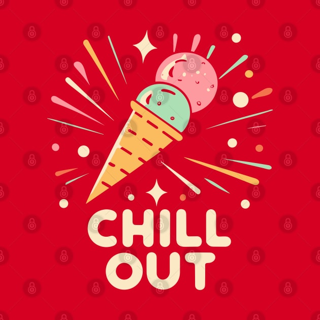 CHILL OUT - Ice Cream Cone T-Shirt by Thewondercabinet28