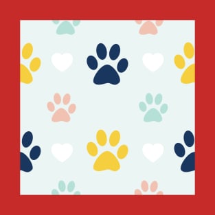 Colorful Puppy Dog Paw Pattern T-Shirt