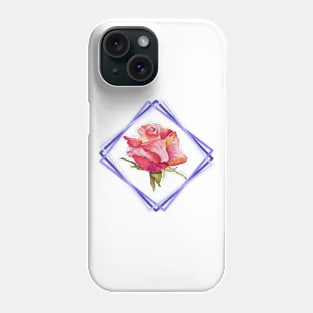 Digital Watercolor Rose Design Phone Case