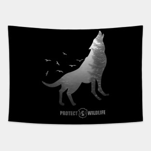 Protect Wildlife - Nature - Wolf Silhouette Tapestry