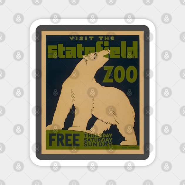 Vintage Zoo Poster Polar Bear Magnet by SpaceWiz95