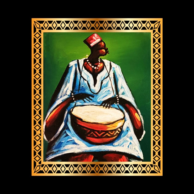 African Man Playing Drums, African Artwork by dukito
