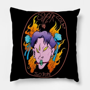 Dope asian dope boy cartoon illustration Pillow