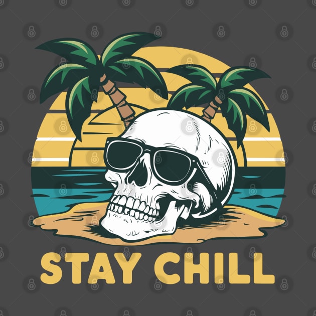 Stay Chill Retro Sunglasses Sunset Skull Design by TF Brands