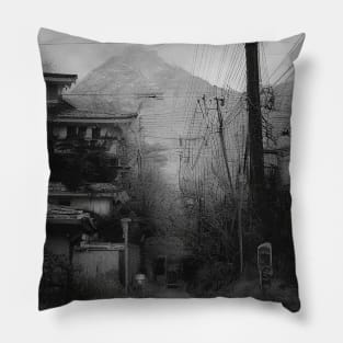 Scary road - Japanese landscape, old picture, horror vibe Pillow