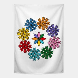 Multicolored geometric rhombuses, fantasy flower pattern Tapestry