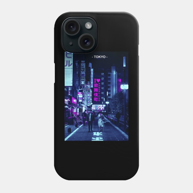 Tokyo Street Neon Synthwave Phone Case by JeffDesign