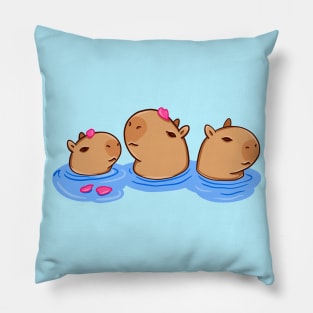 Capybaras in hot bath Pillow