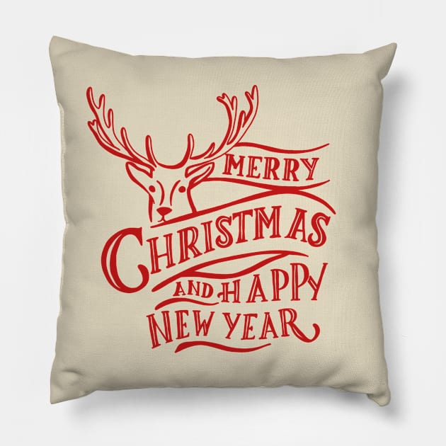 Merry Christmas and Happy New Year Pillow by valentinahramov