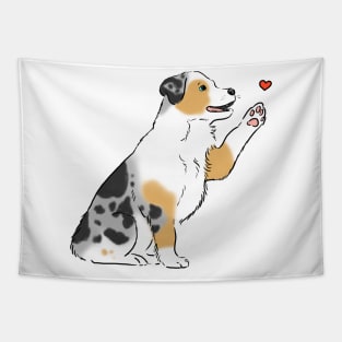 Australian Shepherd and Heart, Sweet Aussie Dog, Aussie Mom, Aussie Dad Tapestry