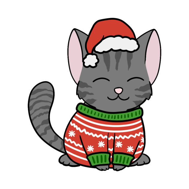 Christmas Sweater Black Tabby Cat by BiscuitSnack