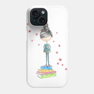 Girl on Books Phone Case