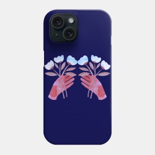 Red hands with blue flowers for you Phone Case