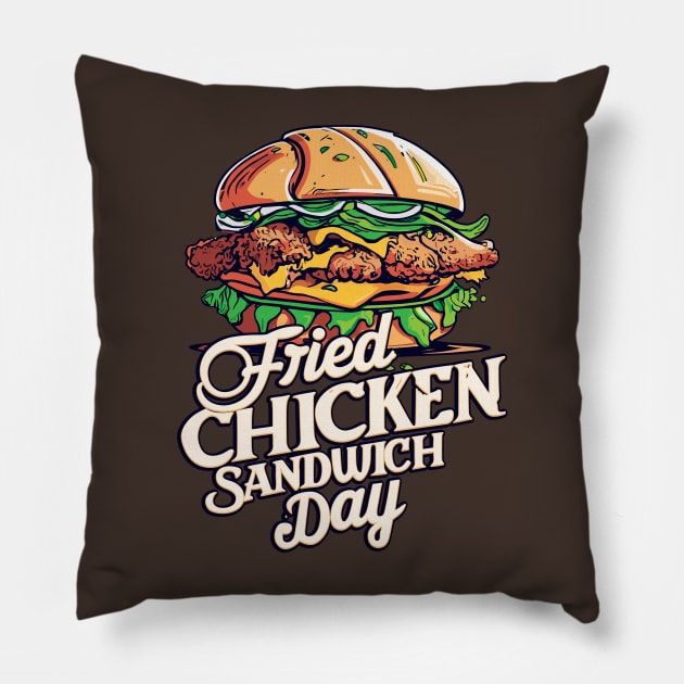 National Fried Chicken Sandwich Day – November Pillow by irfankokabi