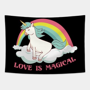 Love is Magical Unicorn Rainbow Magic Tapestry