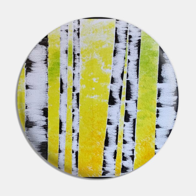 Black and White Birch Trees with Yellow Green Background Pin by J&S mason