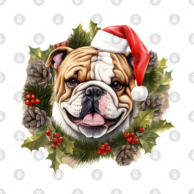 Christmas Bulldog Wreath by Chromatic Fusion Studio