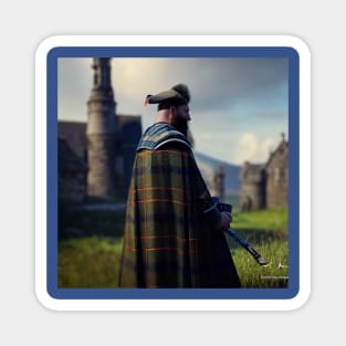 Scottish Highlander in Clan Tartan Magnet