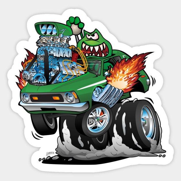 Cartoon monster truck nature 70s' Sticker