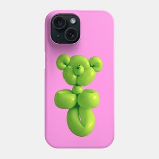 Green teddy bear balloon on pink Phone Case