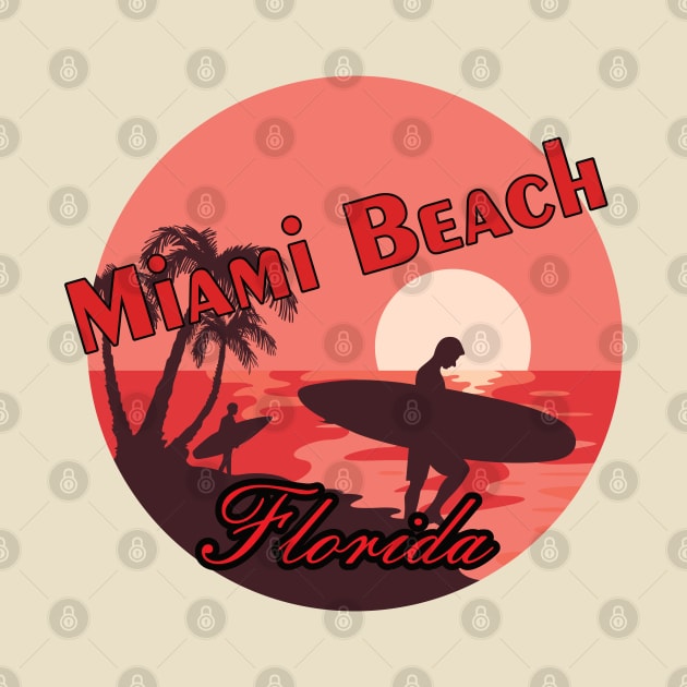 Miami Beach Florida Sunrise Graphic Design by AdrianaHolmesArt