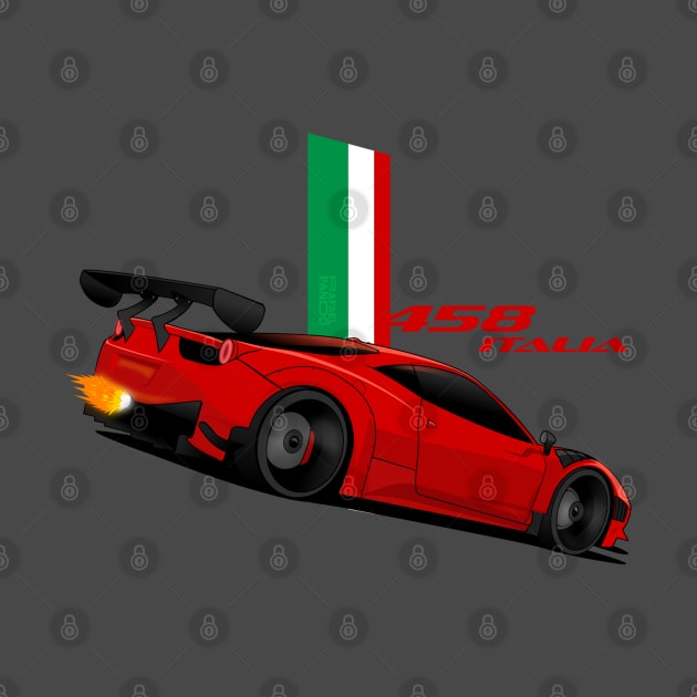 Ferrari 458 Italia red Italian Stripes by Rafael Pando