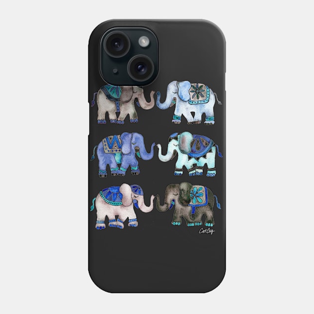 grey blue elephants Phone Case by CatCoq