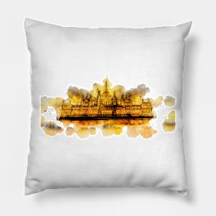 Budapest Parliament at night - watercolor painting Pillow