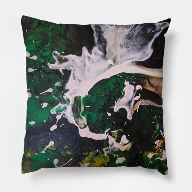 Banshee at the Tree - Pour Painting Pillow by NightserFineArts