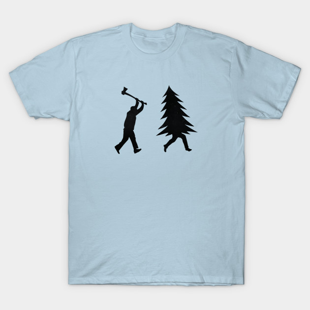 Discover Funny Christmas tree is chased by Lumberjack / Run Forrest, Run! - Pine - T-Shirt