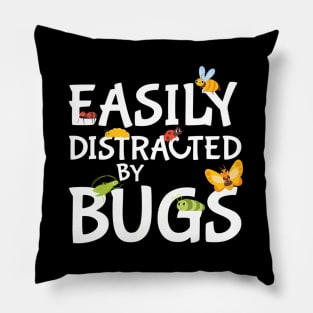 Easily Distracted By Bugs Entomology Insect Pillow