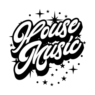 HOUSE MUSIC  - Signature and Stars (black) T-Shirt