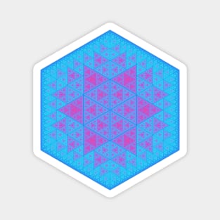 Neon turquoise pink sierpinski triangle star Magnet