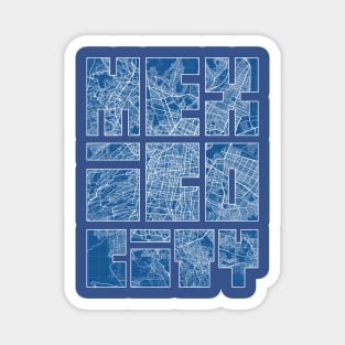 Mexico City Map Typography - Blueprint Magnet