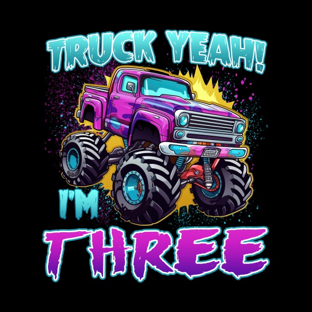 Truck yeah Birthday Tee Three year old Girl Tee Monster Truck Birthday Country Birthday Kids by ttao4164