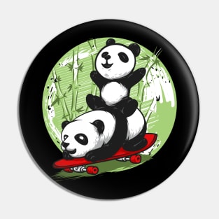 Skateboarding Pandas Pin