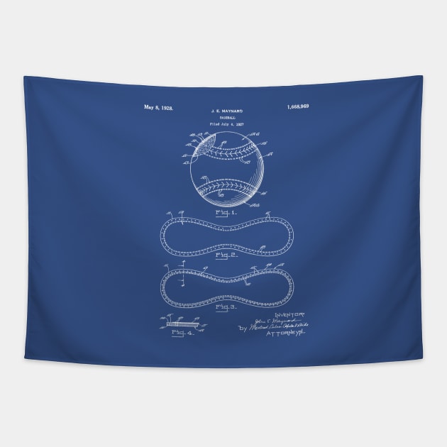 Baseball Patent - Softball Art - Blueprint Tapestry by patentpress