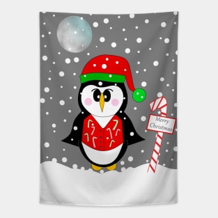 CHRISTMAS Funny Penguin. Tapestry