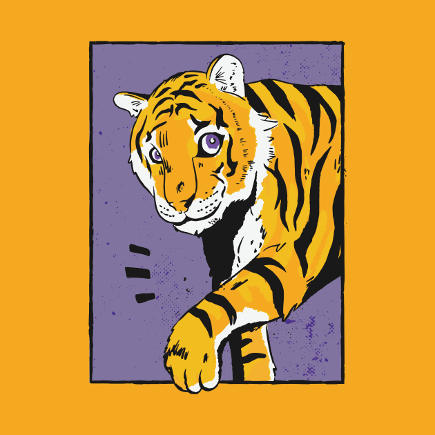 Cute Tiger Cub Vintage Illustration by SLAG_Creative